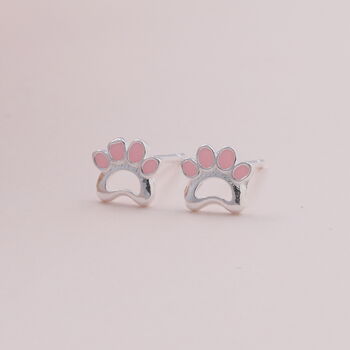 You're Pawfect Sterling Silver Paw Earrings, 2 of 5