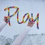 ‘Play’ Sign Plywood And Wool Decoration, thumbnail 1 of 8