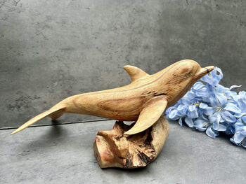 30cm Hand Carved Playful Dolphin Figurine Home Decor, 4 of 12