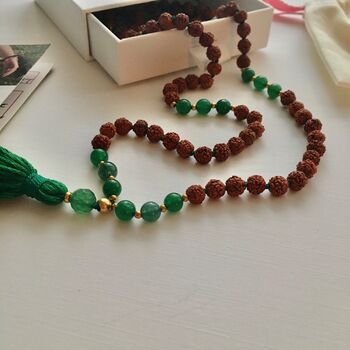 I Am Kind Green Onyx Mala Necklace Yoga Gift, 3 of 9