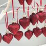Red Heart Baubles Set Of 12, thumbnail 3 of 3