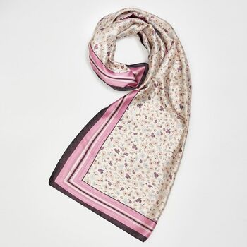 Deco Blooms Silky Lightweight Cream Scarf, 2 of 8