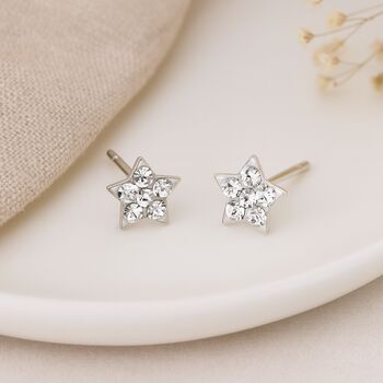 Sterling Silver Clear Cz Star Stud Earrings – 5mm, 2 of 8