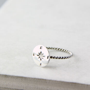 Sterling Silver Compass Ring, 2 of 9