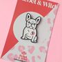 French Bulldog Love Heart Enamel Pin Badge, thumbnail 1 of 4