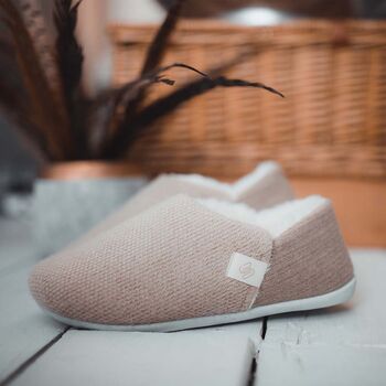 Women's Cosy Closed Back Slippers In Oat, 8 of 8