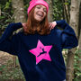 Neon Star Reindeer Christmas Jumper Sweatshirt, thumbnail 1 of 6