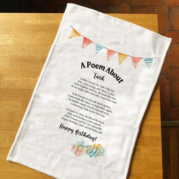 Personalised Poem Tea Towel 50th Birthday Gift, 2 of 10