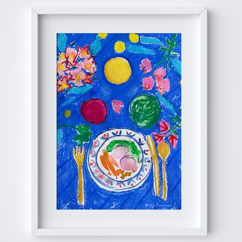 Bon Appetit Dinner Plate Art Print Watercolour Poster, 2 of 3