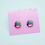 Colourful Abstract Wooden Stud Earrings, thumbnail 5 of 9