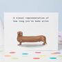 Funny Sausage Dog Birthday Card, thumbnail 1 of 3