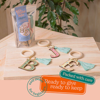 Paint Your Own Initial Keyring Kit Diy Craft Kit For Adults And Teens, 7 of 9