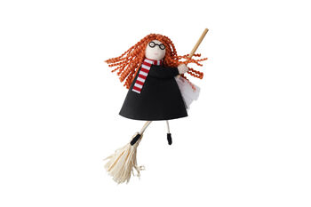 Young Witch Girl On Broomstick Hanging Decoration, 2 of 4