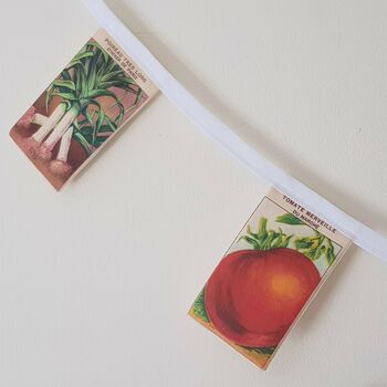 French Vegetable Seed Packet Fabric Bunting, 2 of 9