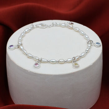 Family Birthstone And Freshwater Pearl Bracelet, 4 of 6