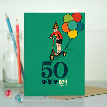‘50 Birthday Boy’ 50th Milestone Birthday Card, 4 of 4