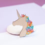 Wooden Unicorn Brooch With Rainbow Mane, thumbnail 1 of 7