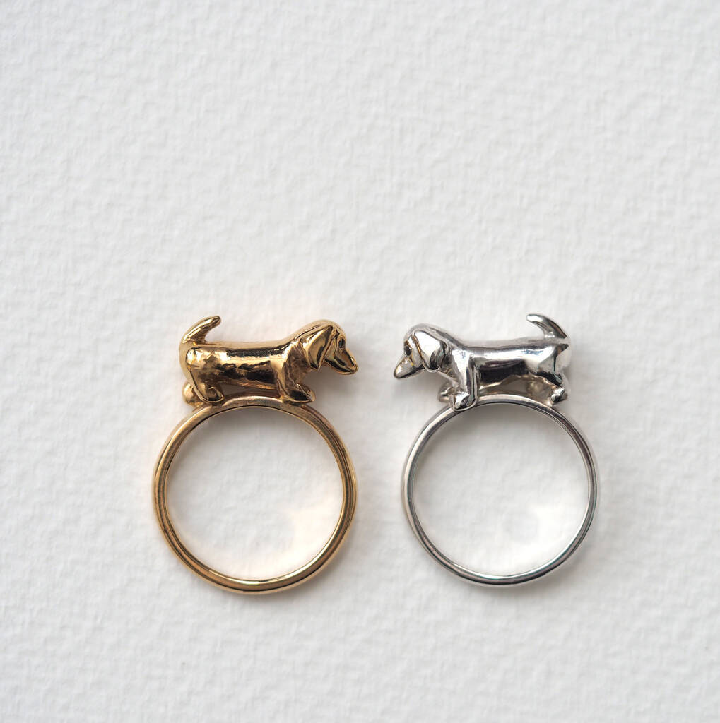 Sausage Dog Ring Silver And Black Diamond By RockCakes