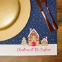 Christmas Table Place Mats Blue Gingerbread Four Pack, thumbnail 3 of 4