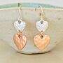 Silver Plated Double Heart Rose Gold Earrings, thumbnail 2 of 5