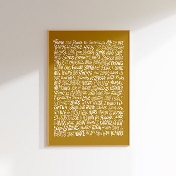 The Beatles Poster, In My Life Song Lyrics Print, 3 of 11