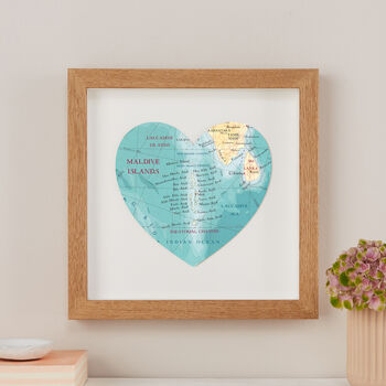 Personalised Location Maldives Map Heart Print, 5 of 5