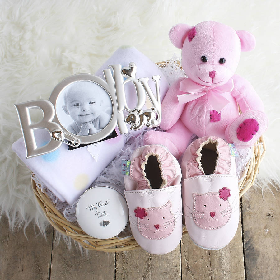 deluxe girl new baby gift basket by snuggle feet | notonthehighstreet.com