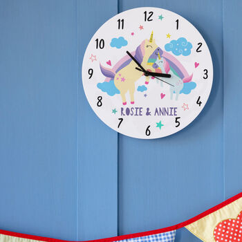 Personalised Hugging Unicorns Bedroom Clock, 5 of 7
