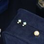 Sterling Silver Tiny Aqua Green Opal And Cz Stud Earrings, thumbnail 7 of 12