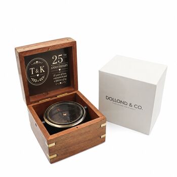 Personalised 21st To 25th Anniversary Heritage Gimbal Compass, 5 of 8