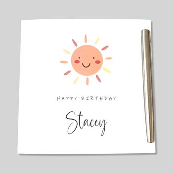 Personalised Birthday Card Smiling Sun, 3 of 4