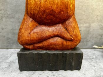32cm Handcarved Lotus Yoga Cat Wooden Ornament Decor, 11 of 12