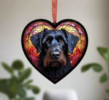 Schnauzer Stained Glass Effect Heart Suncatcher, 2 of 5