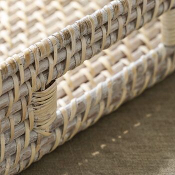 Set Of Two Hand Woven Whitewash Rattan Trays, 3 of 6