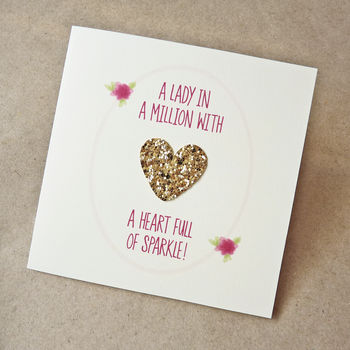 Gold 'Heart Full Of Sparkle' Greetings Card For Her, 3 of 10