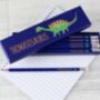 Personalised Dinosaur Box Blue Pencils, thumbnail 2 of 4