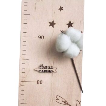Natural Pine Height Chart, Ruler Design, Wooden Arrow Markers, 3 of 9
