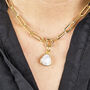 18k Gold Plated Moonstone Paperclip Chain Necklace, thumbnail 1 of 4