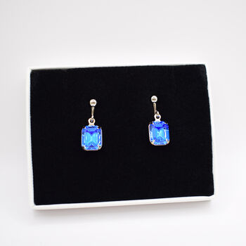Sapphire Blue Crystal Clip On Earrings, 2 of 4
