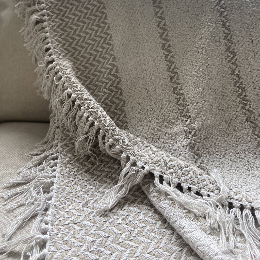 Cotton Throw 170 X 130cm Neutral Latte Chevron By The Wedding of my Dreams