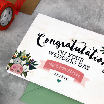 Personalised 'Congratulations On Your Wedding Day' Card, 3 of 6