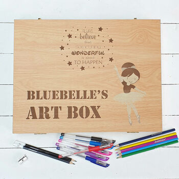 Personalised Stationery Wooden Art Box Case, 9 of 11