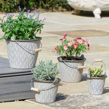 Set Of Four Vintage Rippled Bucket Planters, 3 of 10