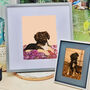 Pet Portrait With Flowers Custom Personalised Cat Dog, thumbnail 1 of 5