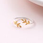 Sterling Silver Gold Leaves Ring, thumbnail 2 of 4