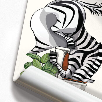 Zebra With Head In Toilet, Funny Bathroom Art, 6 of 7