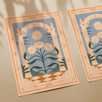 Solar Bloom, Floral Bohemian Celestial Sun Art Print, Botanical Flower Poster, 2 of 3