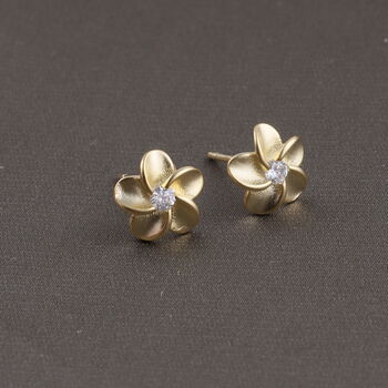 Sterling Silver Forget Me Not Flower Earrings Studs, 5 of 7