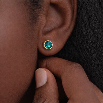 Gold Plated Sterling Silver December Topaz Birthstone Stud Earrings – 7mm, 3 of 10