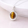 Personalised Sterling Silver Gold Tigers Eye Gemstone Photo Locket Necklace, thumbnail 1 of 7